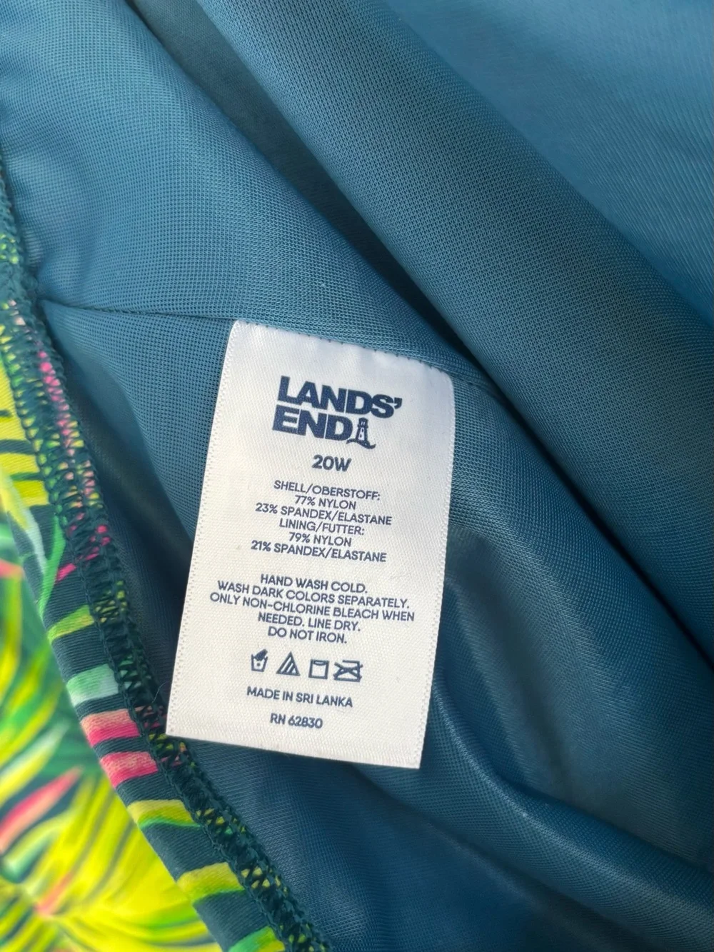 Lands' End Green Tropical Leaf Tank and Skirt swimsuit Set